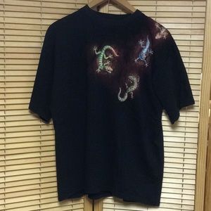 Men's Black T-shirt Glowing Lizards / Australian